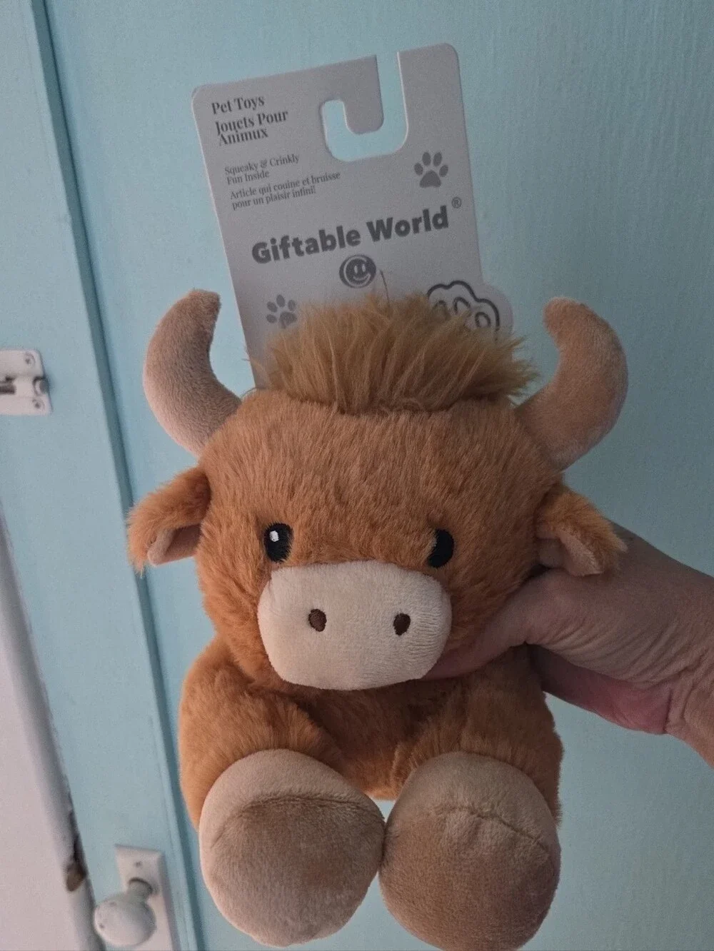 NWT Bessie West Highland Cow Doy Squeaky & Crinkle Dog Toy 12